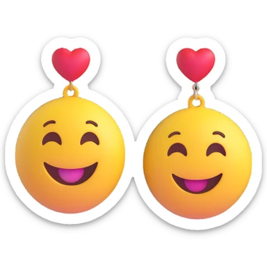 3D smiley emoji, round shape, in love, heart earrings, smiling face, no body sticker