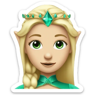 Teal eyed blonde princess with elf ears ad a crown sticker