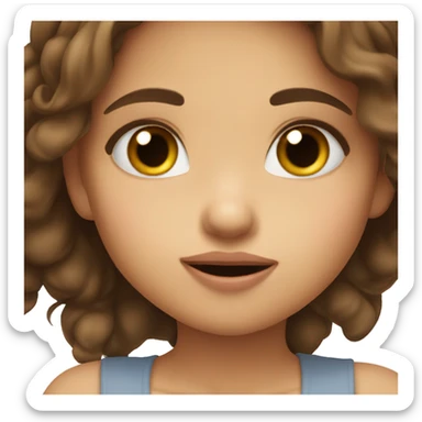 A cute girl with brown hair and brown eyes giving a flying kiss  sticker