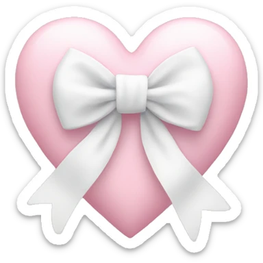 Pastel pink heart with white bow sticker