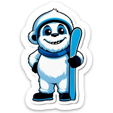 Abominable snowman skiing giving thumbs up sticker