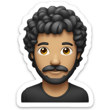 Un homme avec des cheveux noir,frange sur le coté et une moustache carrée sticker
