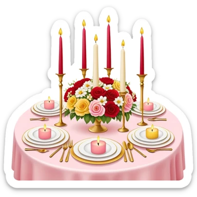 Romantic pink-red-gold-yellow-white pastel lush table aesthetic sticker