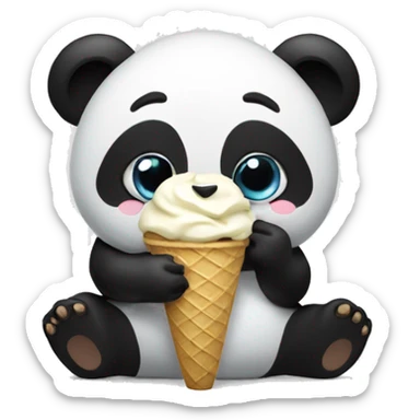 Panda eating ice cream sticker