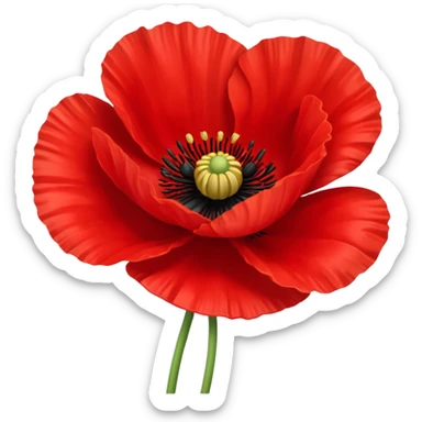 red poppy flower, vibrant, simple, iconic, apple emoji style, iOS 18 sticker