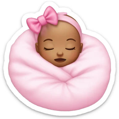 Sleeping baby with pink bow on head sticker