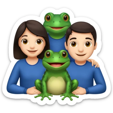 Bufo with two best friends one a girl dark hair other man dark hair no as frogs sticker