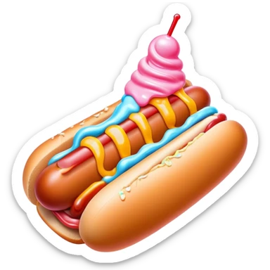 Melting neon ice cream hot dog  sticker