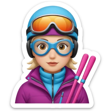 skier with poles in the snow sticker