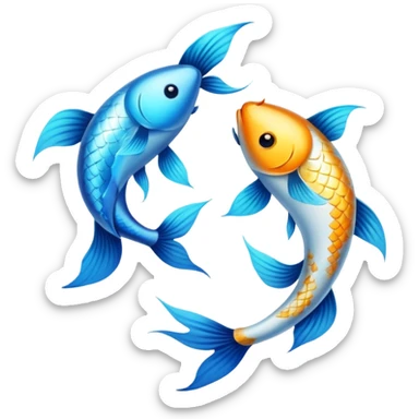 The zodiac symbol Pisces. Two fish in a “yin-yang” formation. One fish’s head is by the other fish’s tail, and vice versa. sticker