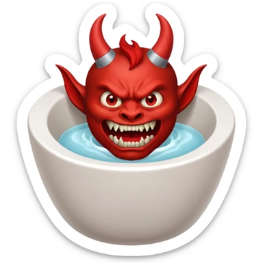 a demon coming out of the toilet bowl sticker