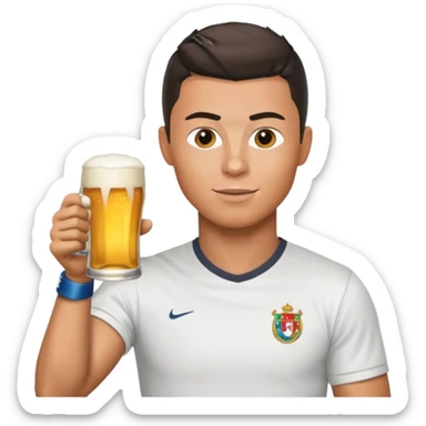 Cristiano Ronaldo en train de boire une bière  ou Real de Madrid sticker