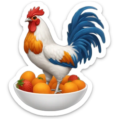 Gallo color cafe y anaranjado sticker