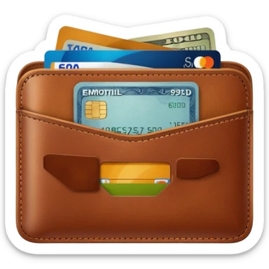 portefeuille marron avec quelques billets et carte bancaire sticker