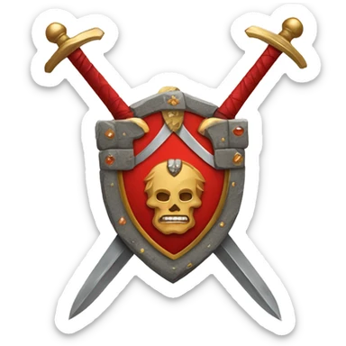 Red family crest with stones and swords sticker