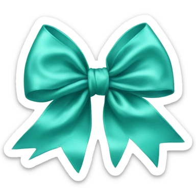Realistic light teal silk bow sticker