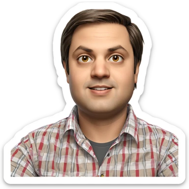 plaid shirted boy portrait sticker