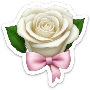 White rose with pink bow sticker