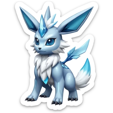 Fluffy Kyurem-Glaceon-dialga-hybrid, full body sticker