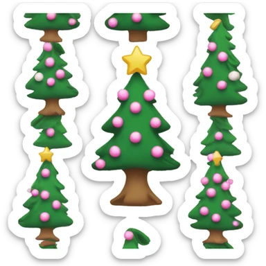 Christmas tree with small pink and white bows sticker