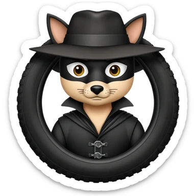 Animal zorro sosteniendo un neumático sticker