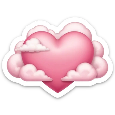 pink heart + cloud sticker