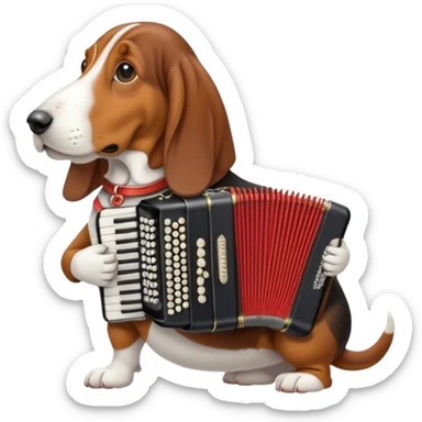 bassethound with accordeon sticker