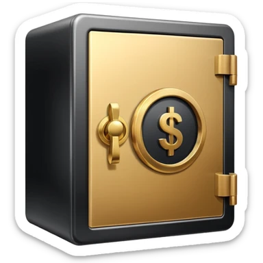 Create a single Apple-style emoji representing assets held in a securities depository: a compact safe or vault icon combined with rising financial symbols (stock chart line, bonds, or certificates), sticker
