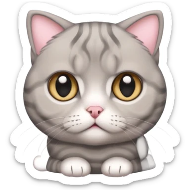 A grey striped Scotch fold with folded ears, a cute cat sticker