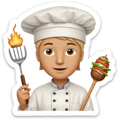 Grilling person like a kebab sticker
