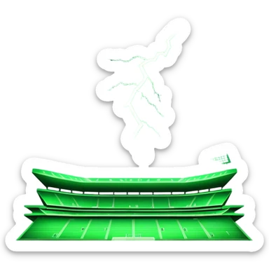 Cinematic realistic 3d neon green lightning above the stadium sticker