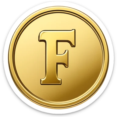 Currency crypto money symbol for the money "Fcoins" letter F, casino coin sticker