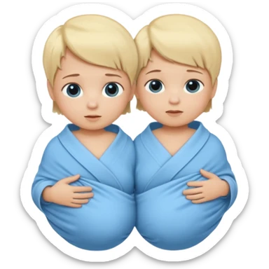 Twin swaddled babies in blue, short blonde hair sticker