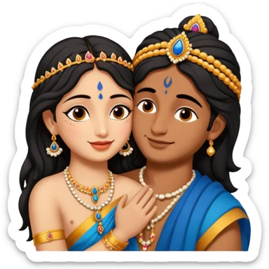 affectionate and harmonious Krishna and Radhe together sticker