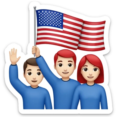 american flag hold in hands by people sticker