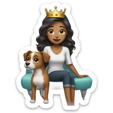 girl in a penthouse with a crown and a dog sticker