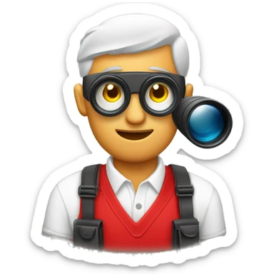 hombre de polo rojo con binocular sticker