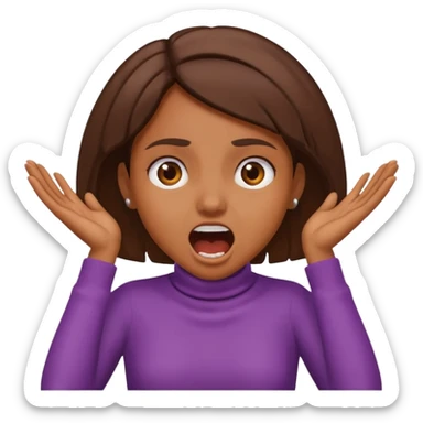 Brown girl having her hands on her neck screaming  sticker