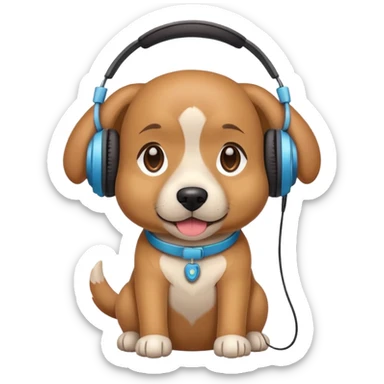 Preppy dog with headphones on sticker