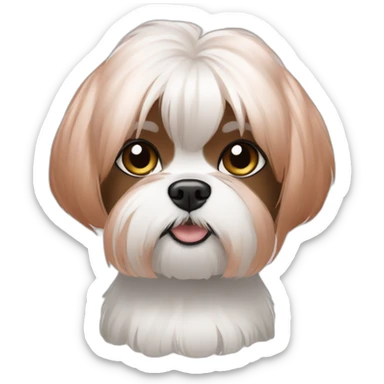 rose gold haired woman with white shih tzu sticker
