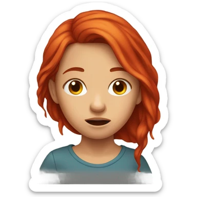 red hair girl crying sticker