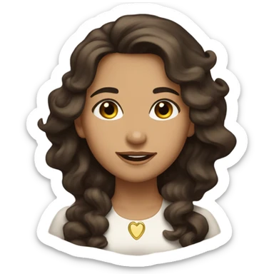 tan girl with long wavy dark brown hair and brown eyes coquette sticker