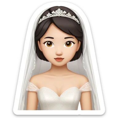 Asian girl in wedding dress sticker