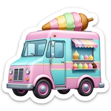Realistic pastel ice cream truck sticker