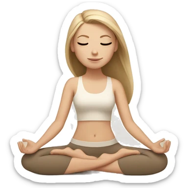 White Girl doing yoga in beige tones  sticker