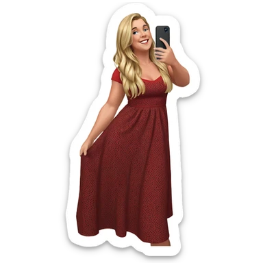 blonde girl in red dress sticker