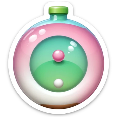 Aesthetic Bubble Tee with a pink-to-white and white-to-green match gradient, brown balls and a brown tube sticker