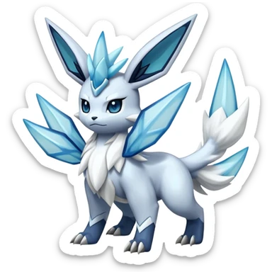 Fluffy ethereal Kyurem-Glaceon-dialga-hybrid, full body sticker