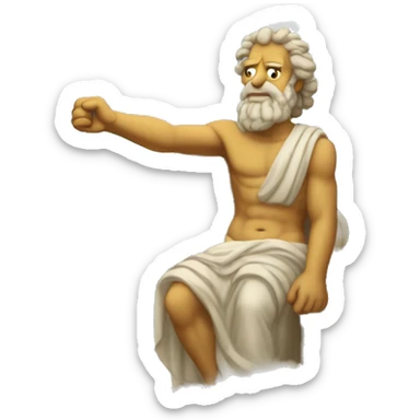 ancient greek philosopher shakes fist at sky in style of Abraham Simpson sticker