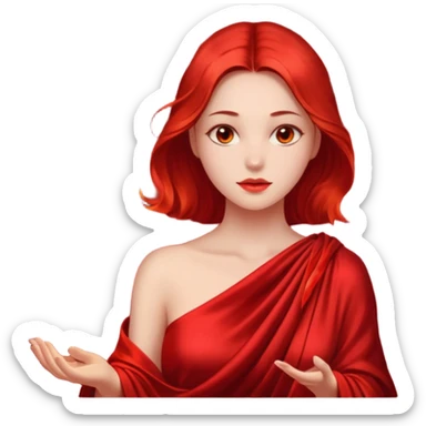 Woman slowly letting red silk fall from her shoulders, firelight flicker sticker